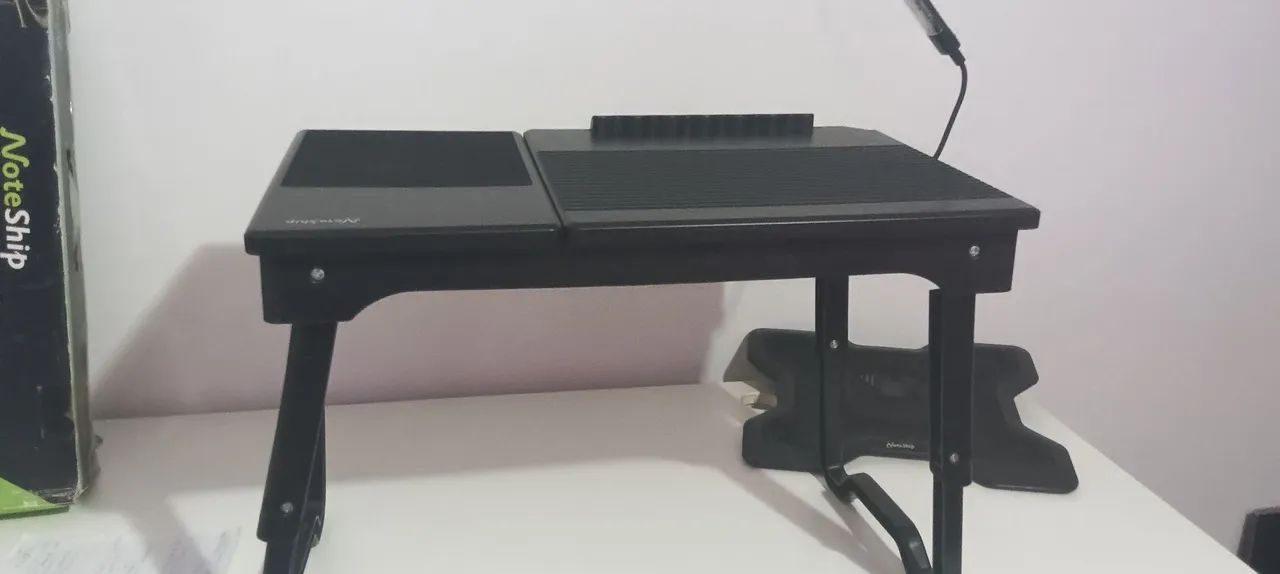 Mesa portátil para notebook com iluminação gaveta e regulagem no pé e ângulo do not. - Foto 2