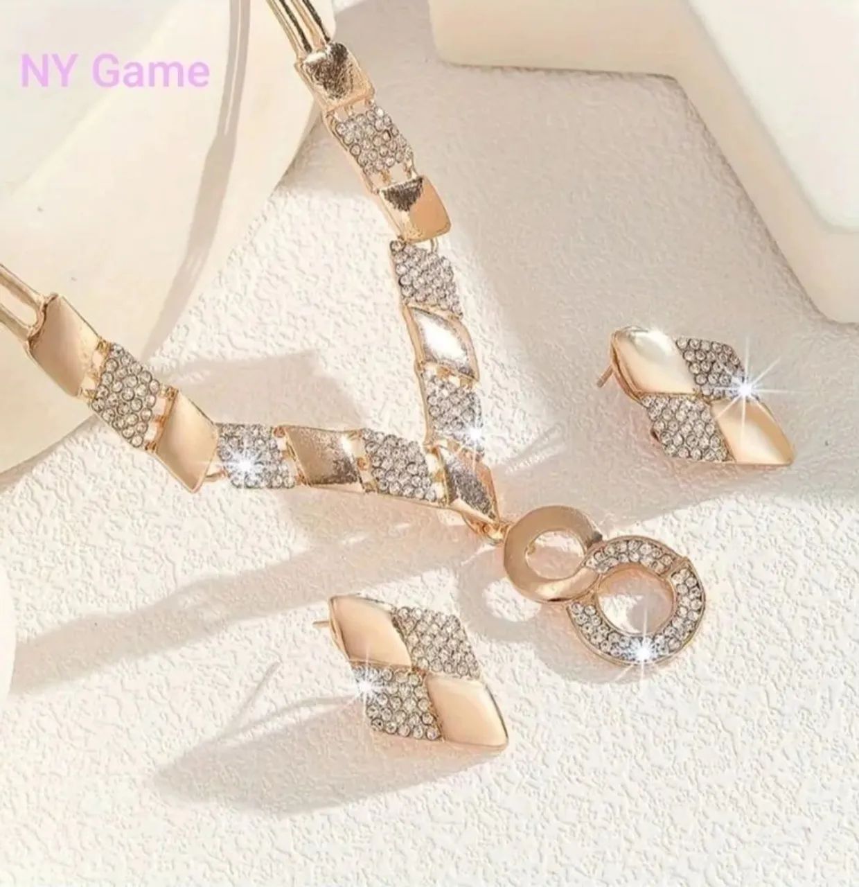 kit Brinco Stud e Colar Ouro 14K