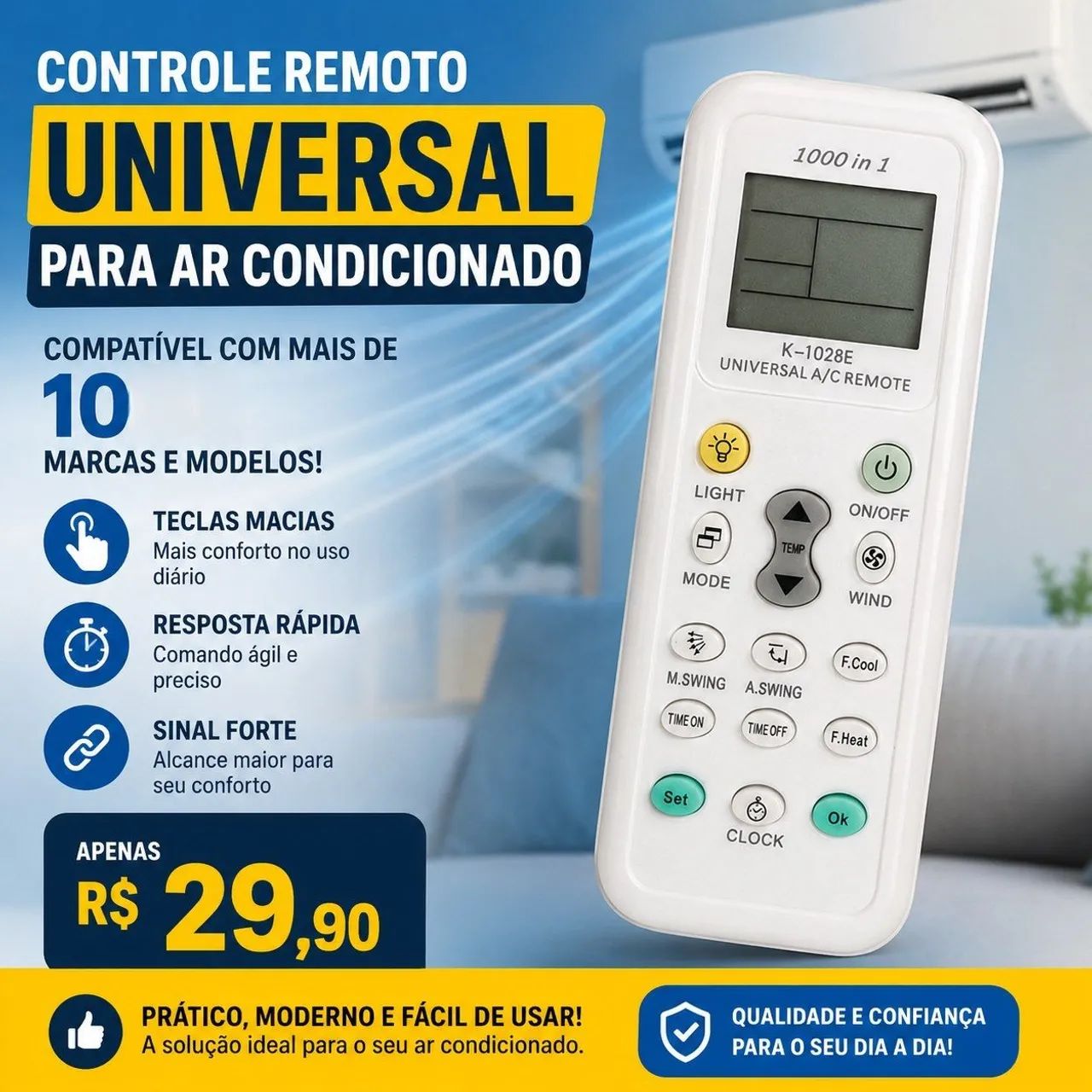 Controle de ar condicionado universal 