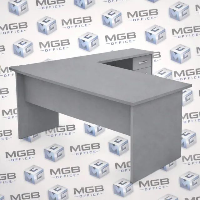 Conjunto Mesa Angular com Pé Painel - 0,75x1,50x0,60cm - (CINZA)