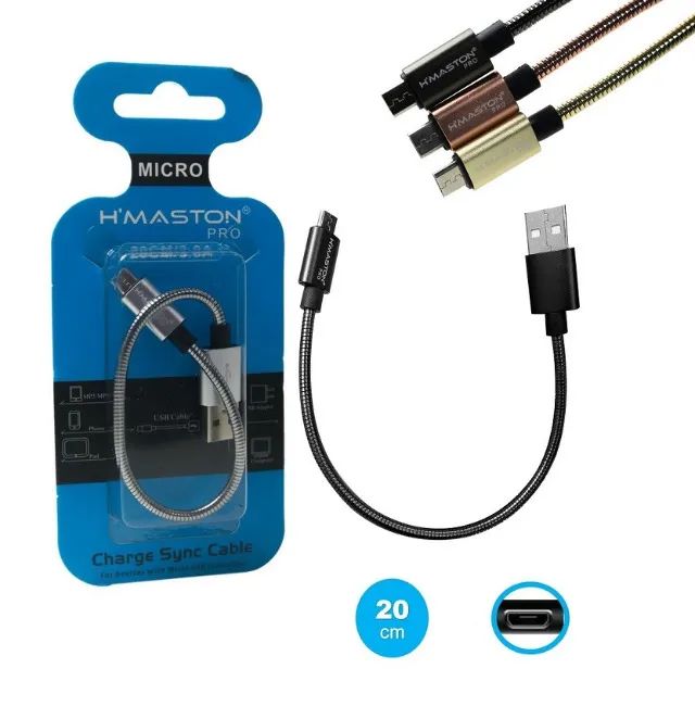 Cabo Carregar Micro-Usb 20CM Metálico Blindado 