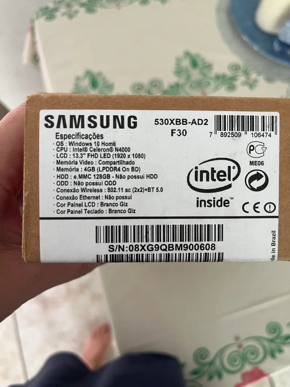 Notebook Samsung Flash F30 13.3  4gb 128gb Ssd Branco