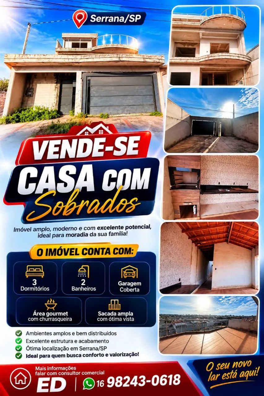 Vendo casa com sobrado em Serrana 