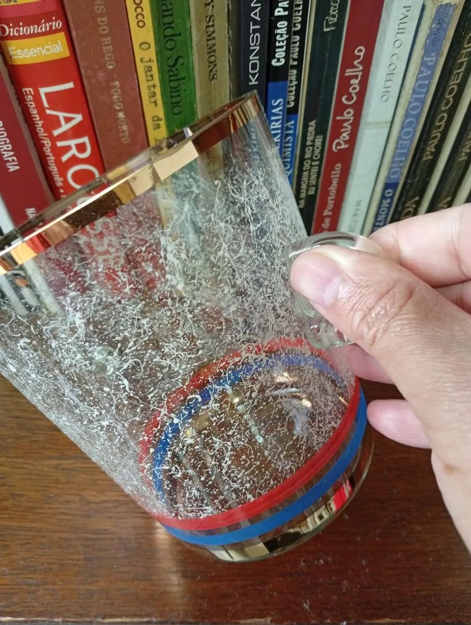 Vendo balde de Gelo em vidro decorado com bordas dourado  - Foto 5
