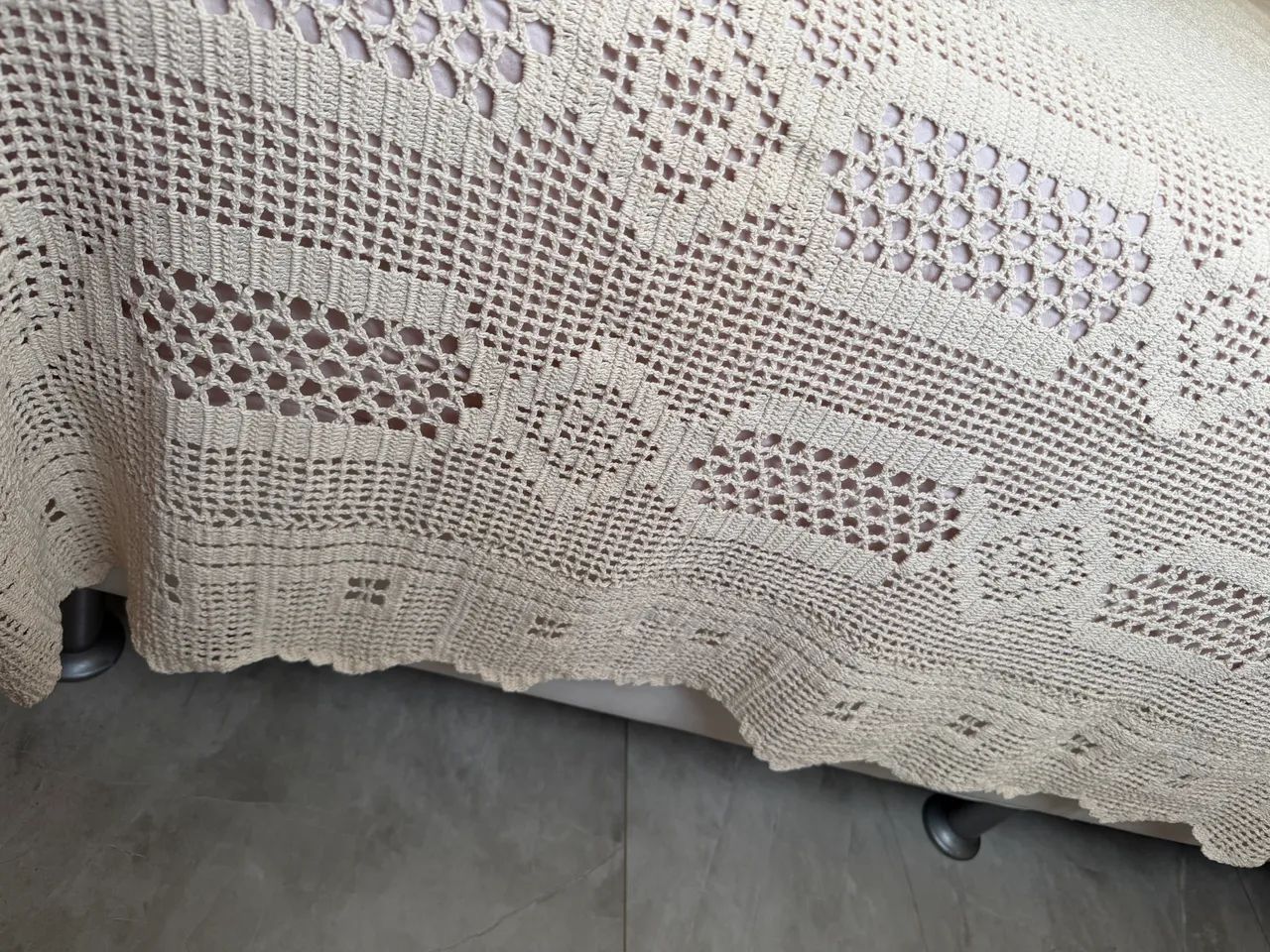 Colcha de crochê feita à mão 100% algodão