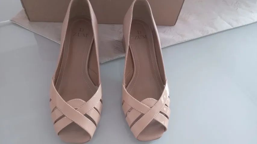 Sapato  Peep Toe Bege D`ZUM 33 - Foto 4