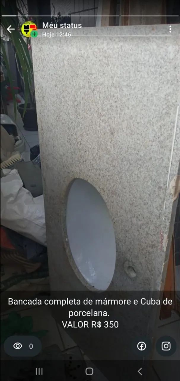 Bancada de mármore com Cuba de porcelana e roda completa. VALOR R$ 400 REAIS  - Foto 3