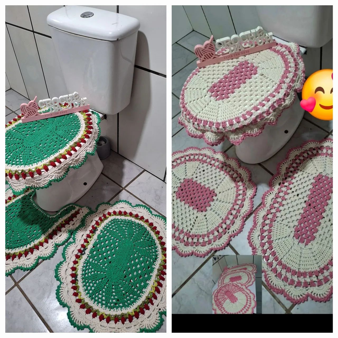 Jogo banheiro crochê 2 kit com 3 peças Cada 