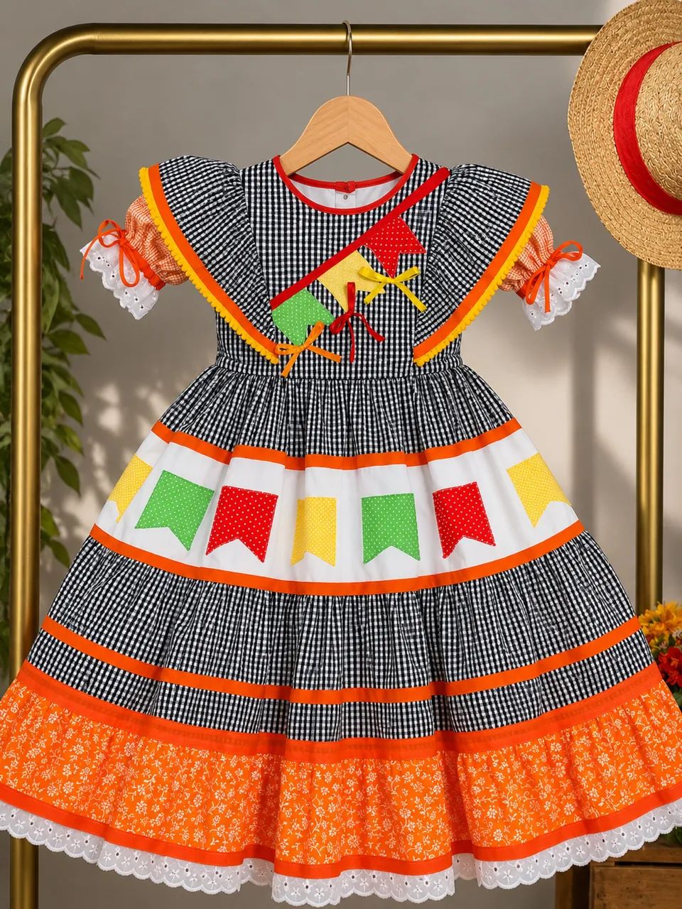 Vestido Junino 100 % algodão puro 