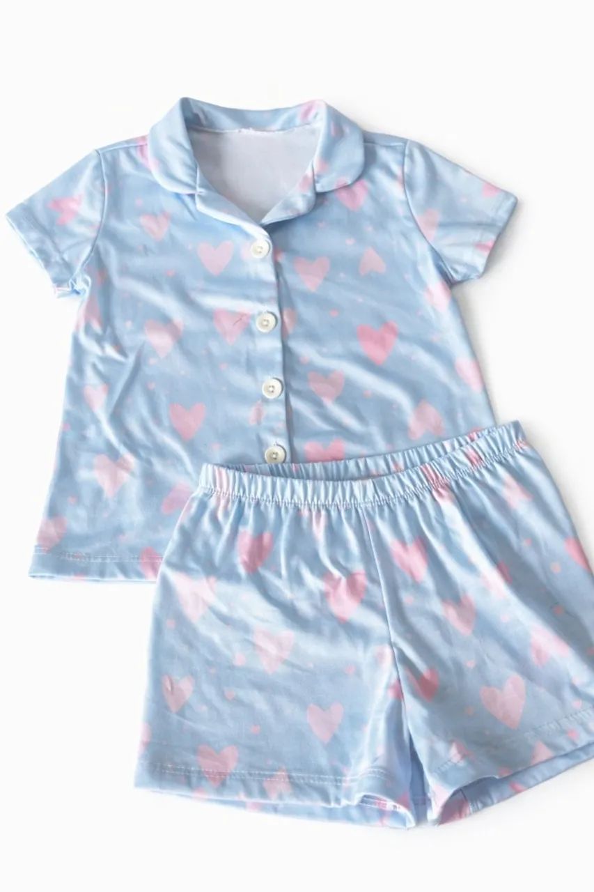 pijama americano coração infantil 