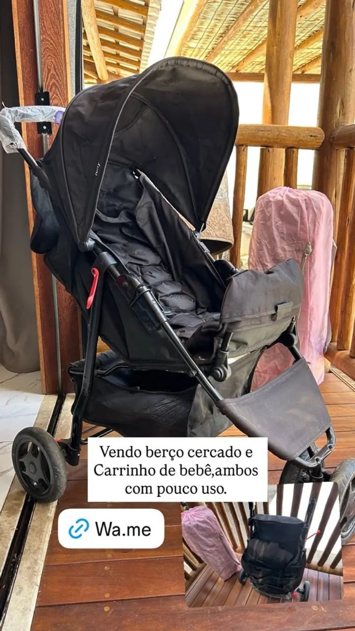 Berço cercado e carrinho de bebê  - Foto 2