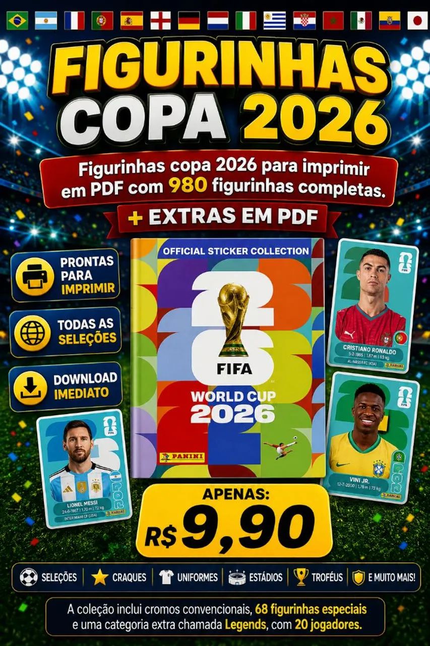 Figurinhas copa 2026 para imprimir em PDF 