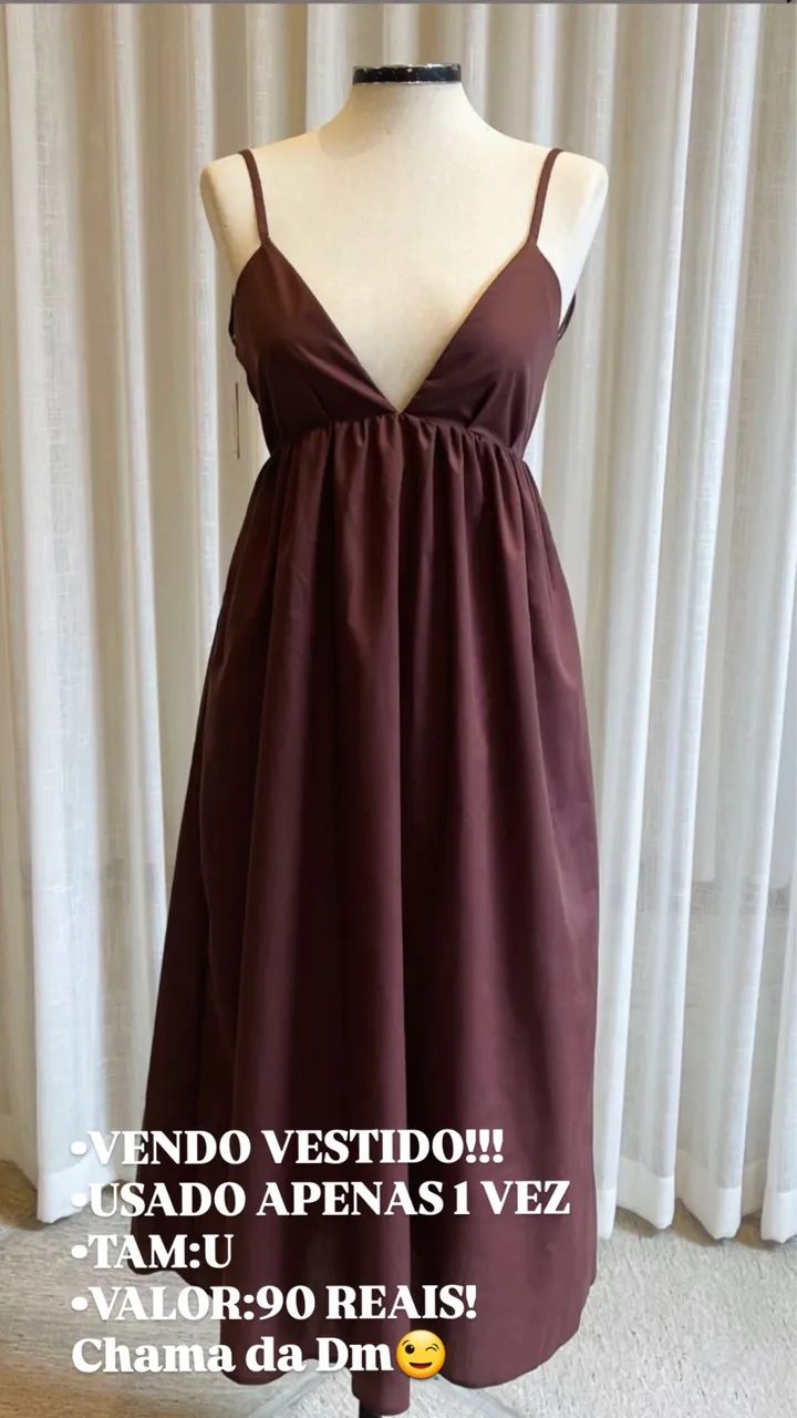 Vestido mídi Marrom