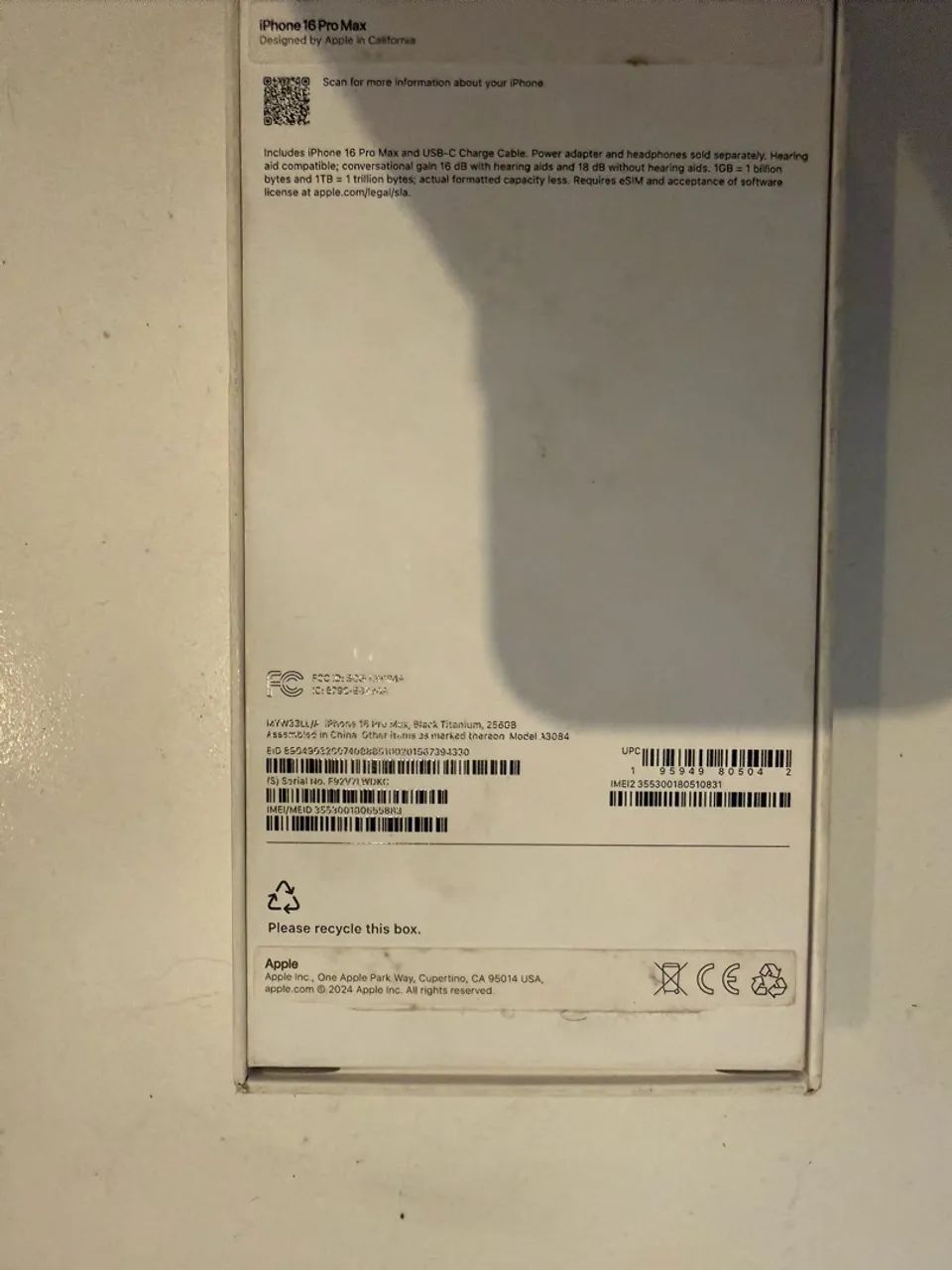 CAIXA IPHONE 16 PRO MAX BLACK TITANIUM  - Foto 3