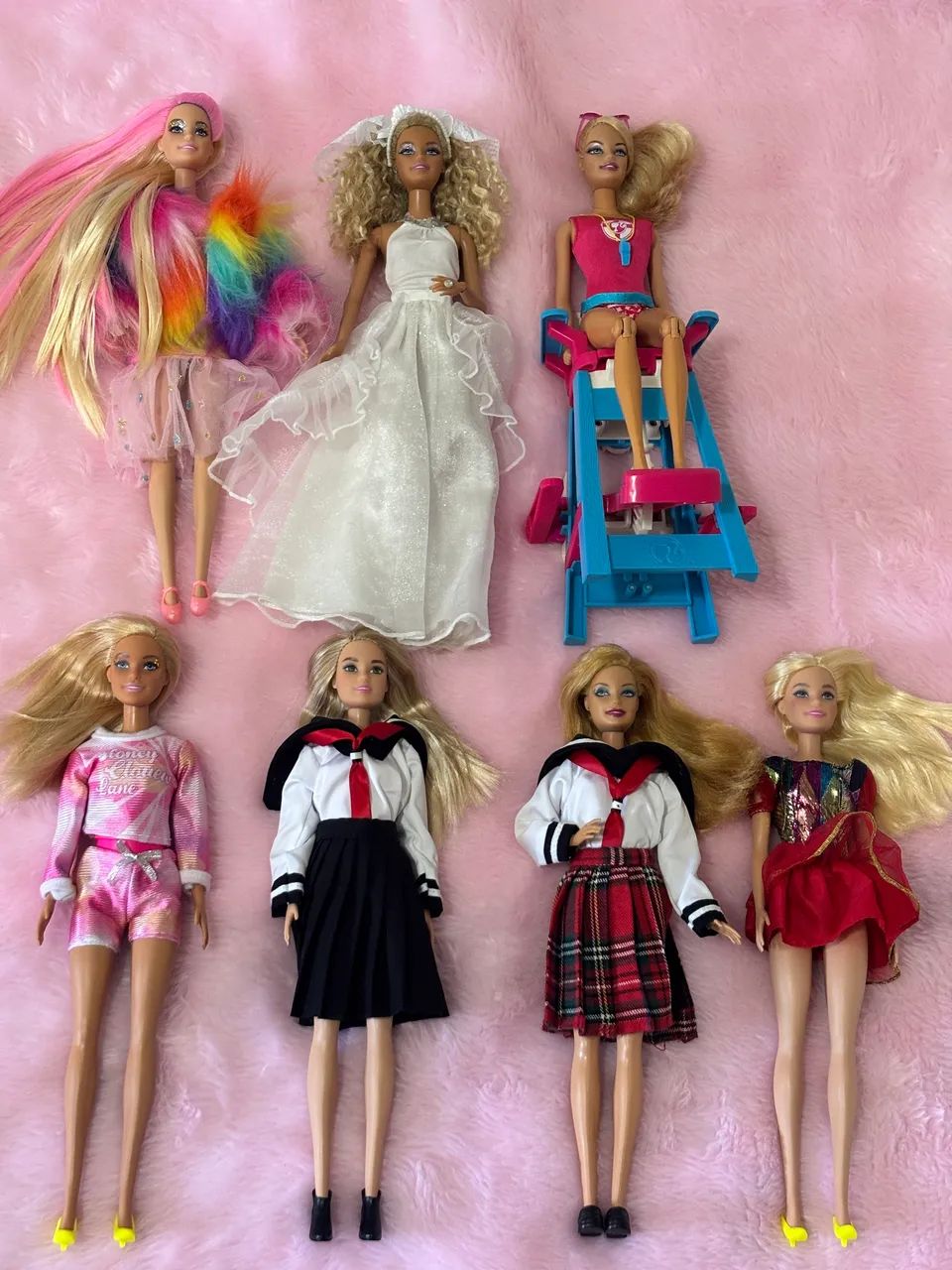 Lote com 7 Barbies Mattel 