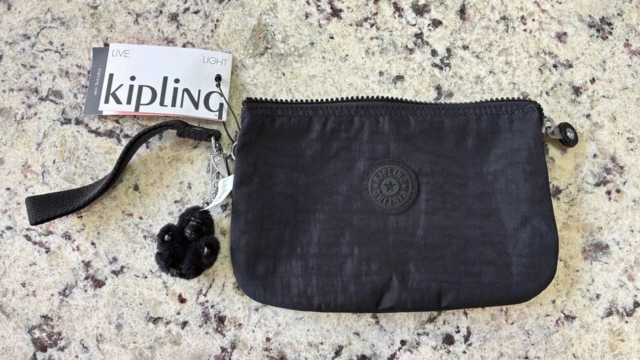 Bolsa Nécessaire Kipling Preta Original Com Chaveiro Macaquinho 