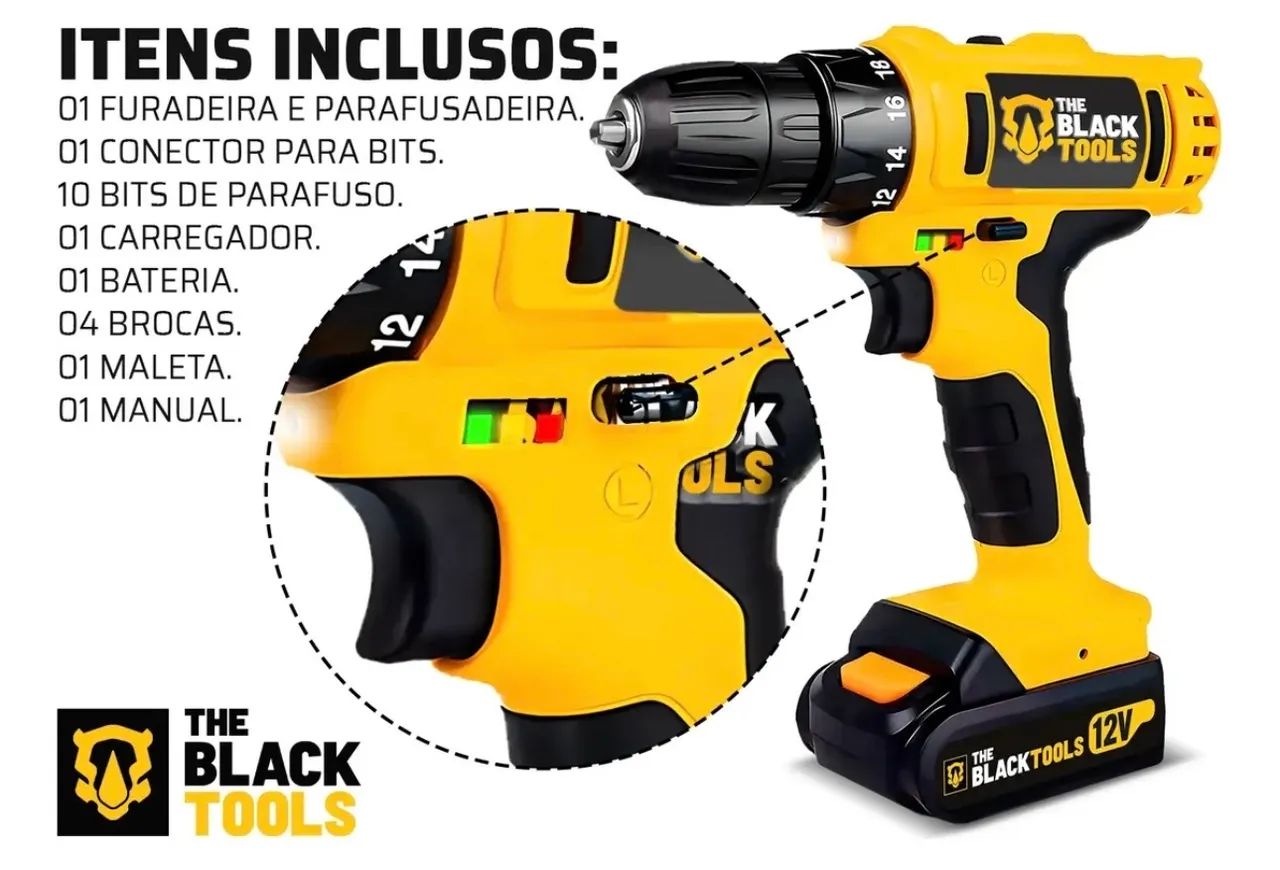 furadeira e parafusadeira de impacto Black tools  - Foto 4