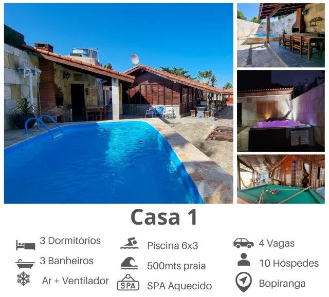 Casas Temporada Itanhaém - Piscina Aquecida, Churrasqueira,  Ar Condicionado - Foto 9