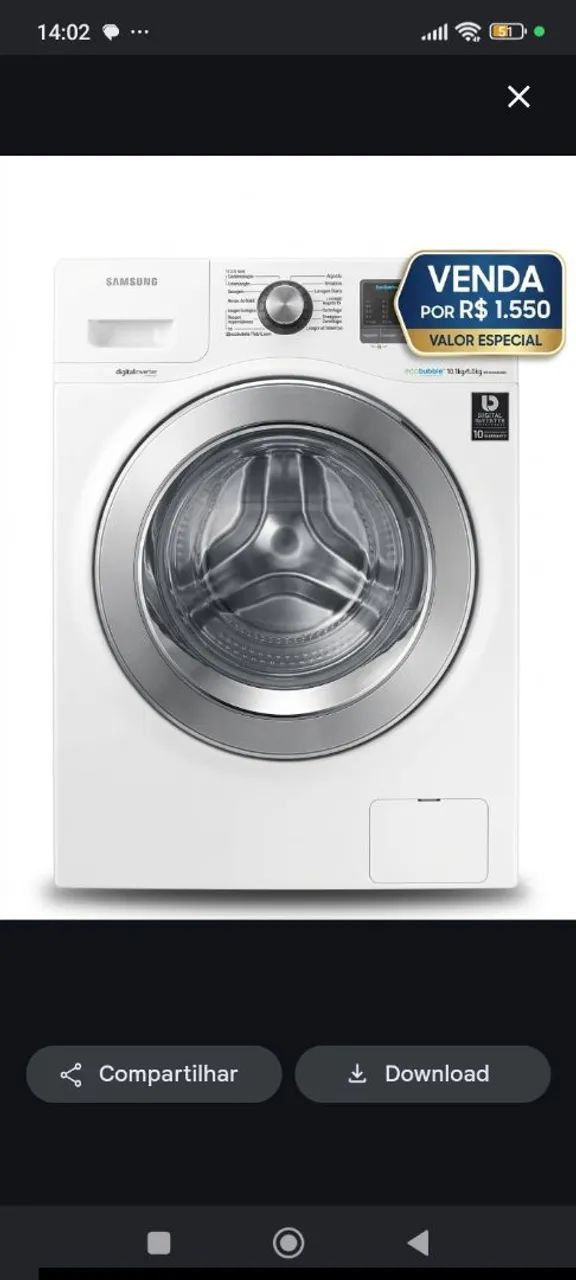 Vendo lava e seca 1.550,00$