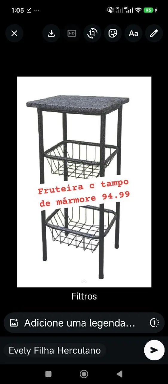 Super Fruteira c tampo de mármore 