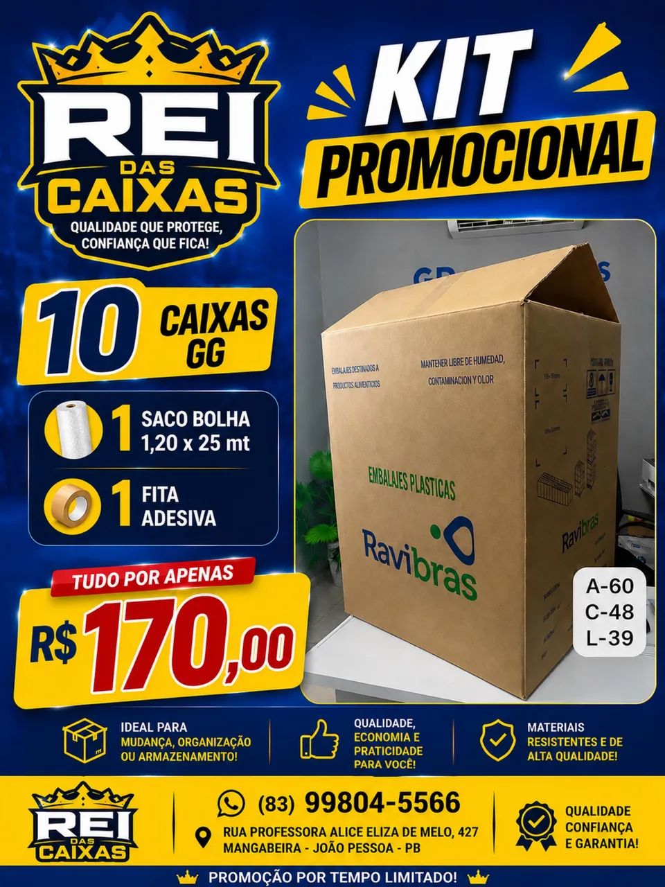 Caixa de papelão kit com 10 caixas