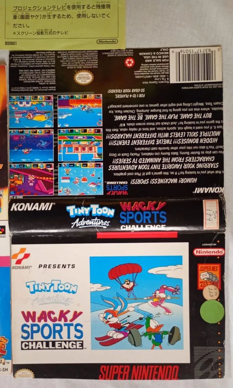 Caixa recortada Tiny Toon e Manuais Super Famicom - Foto 3