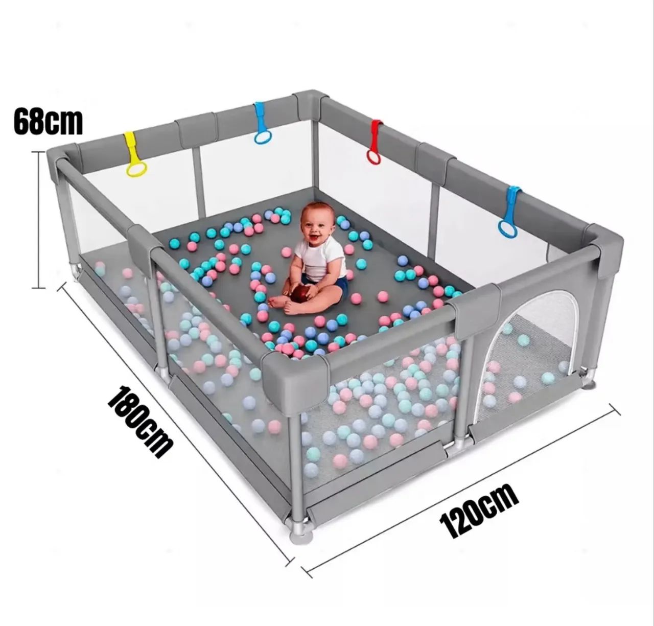 Cercadinho para Bebê 1,80m x 1,20m - Cinza
