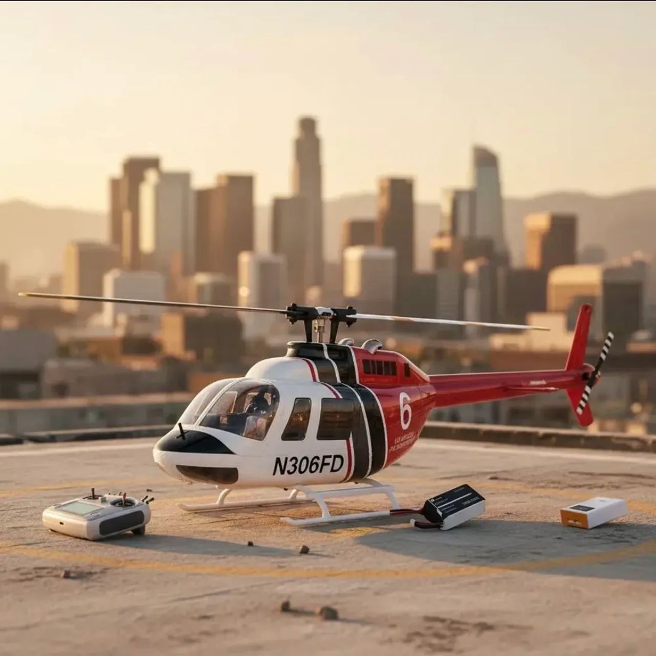 Helicoptero Rc escala Flywing Bell 206 com GPS - Foto 5