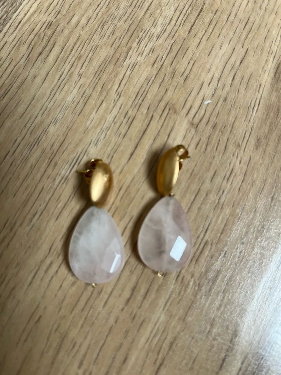 Conjunto Brinco e Pulseira Quartzo Rosa