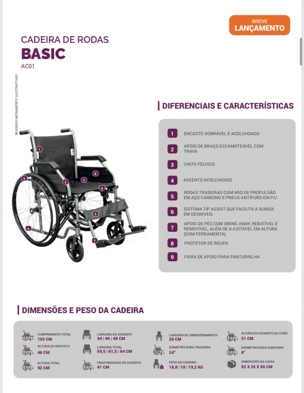 Cadeira de rodas nova com nota fiscal e divido em até 10x   - Foto 4