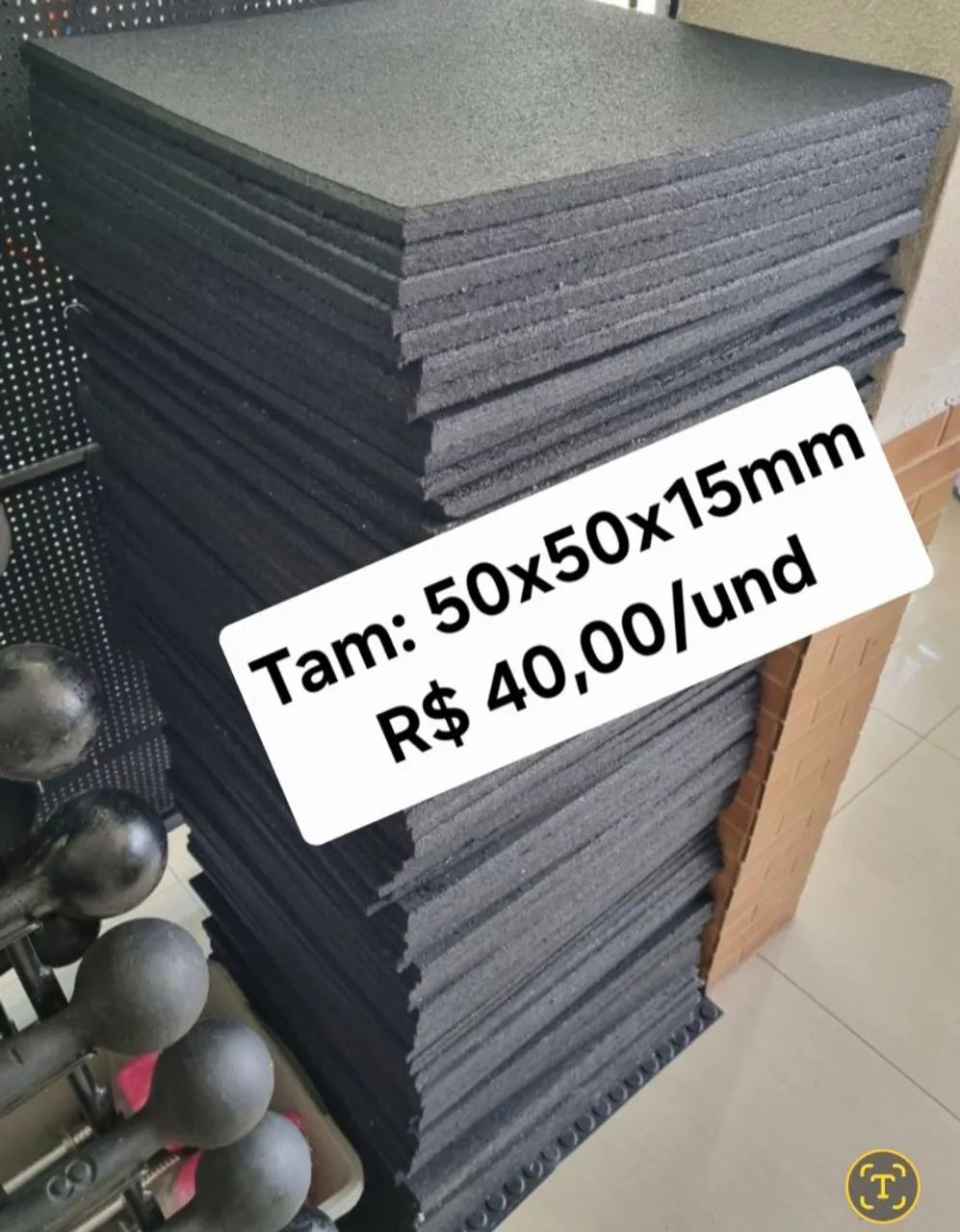 Piso emborrachado para academia - 1mx1mx15mm - Foto 4