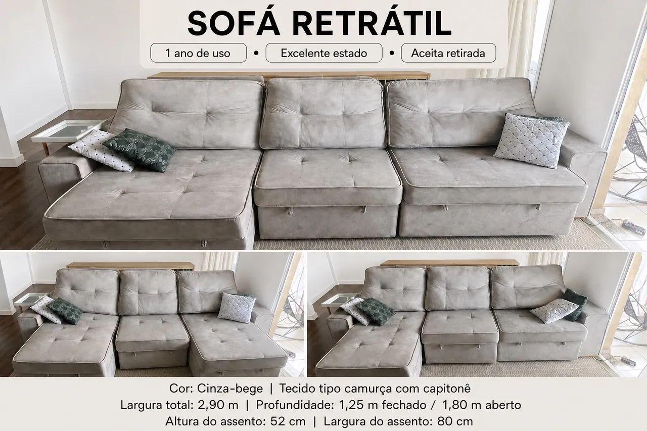 SOFÁ RETRÁTIL 3 LUGARES !