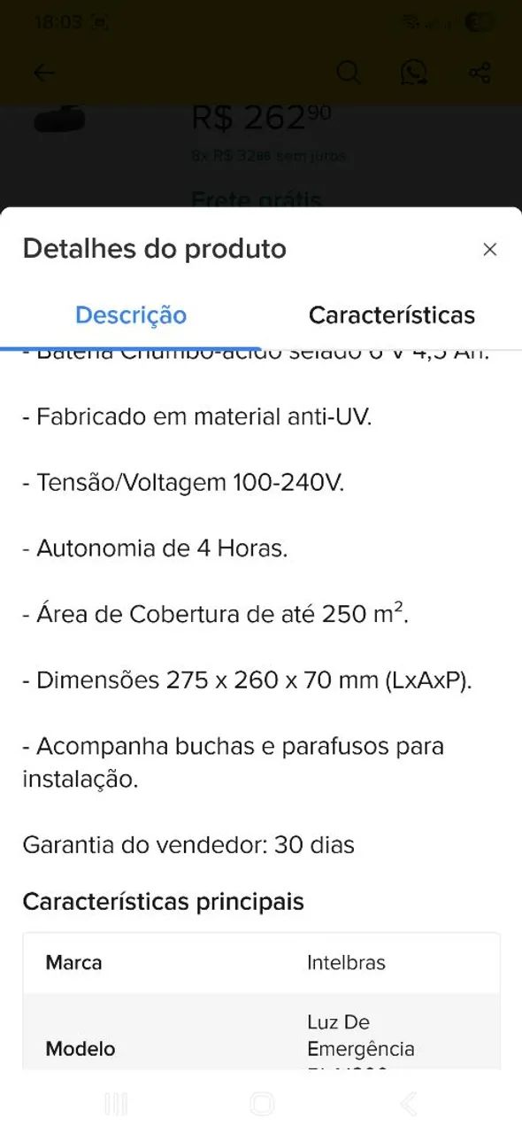 Bloco Luz Emergência Intelbras BLA 1200 Novinho! - Foto 6