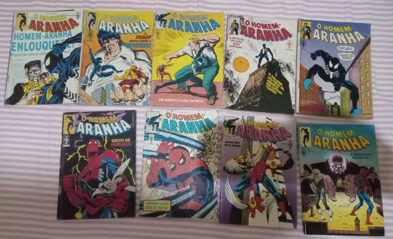 Nove revistas formatinho Abril jovem do homem aranha: 80, 82, 83, 84, 87, 88, 89, 90, 91
