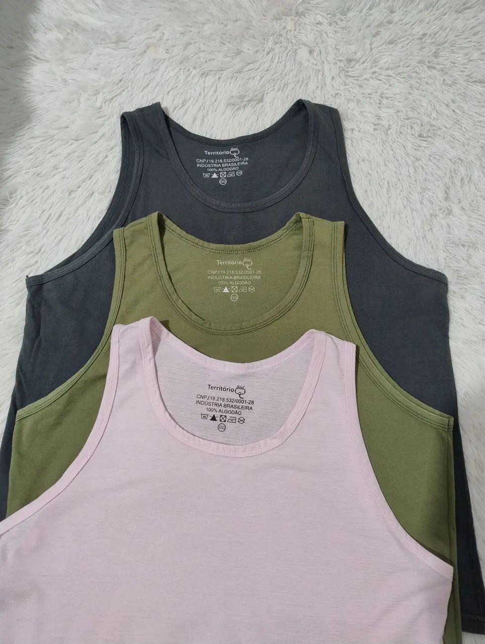 Kit 3 Regatas Masculinas 100% Algodão GG