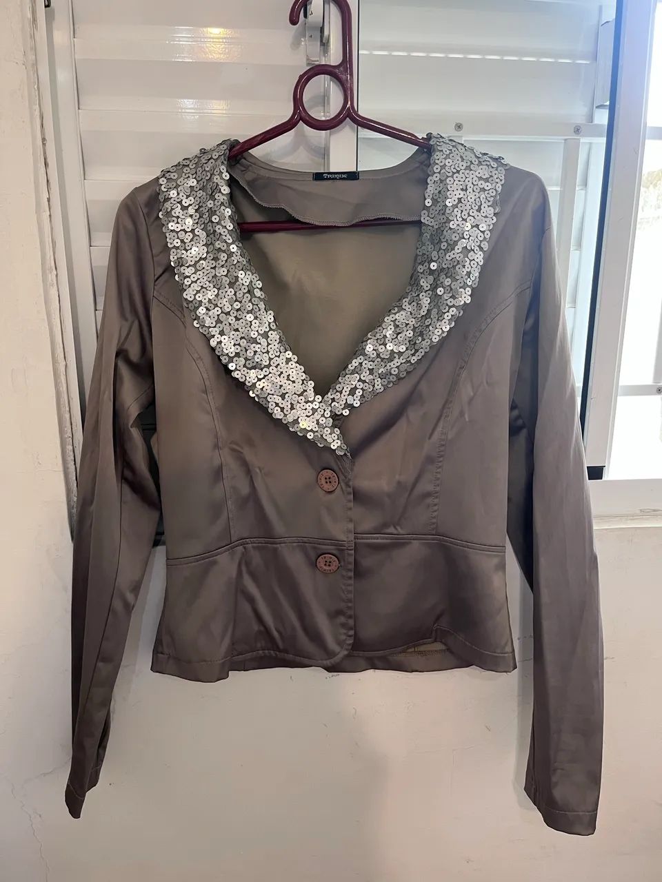 Blazer trimix prata brilhante 