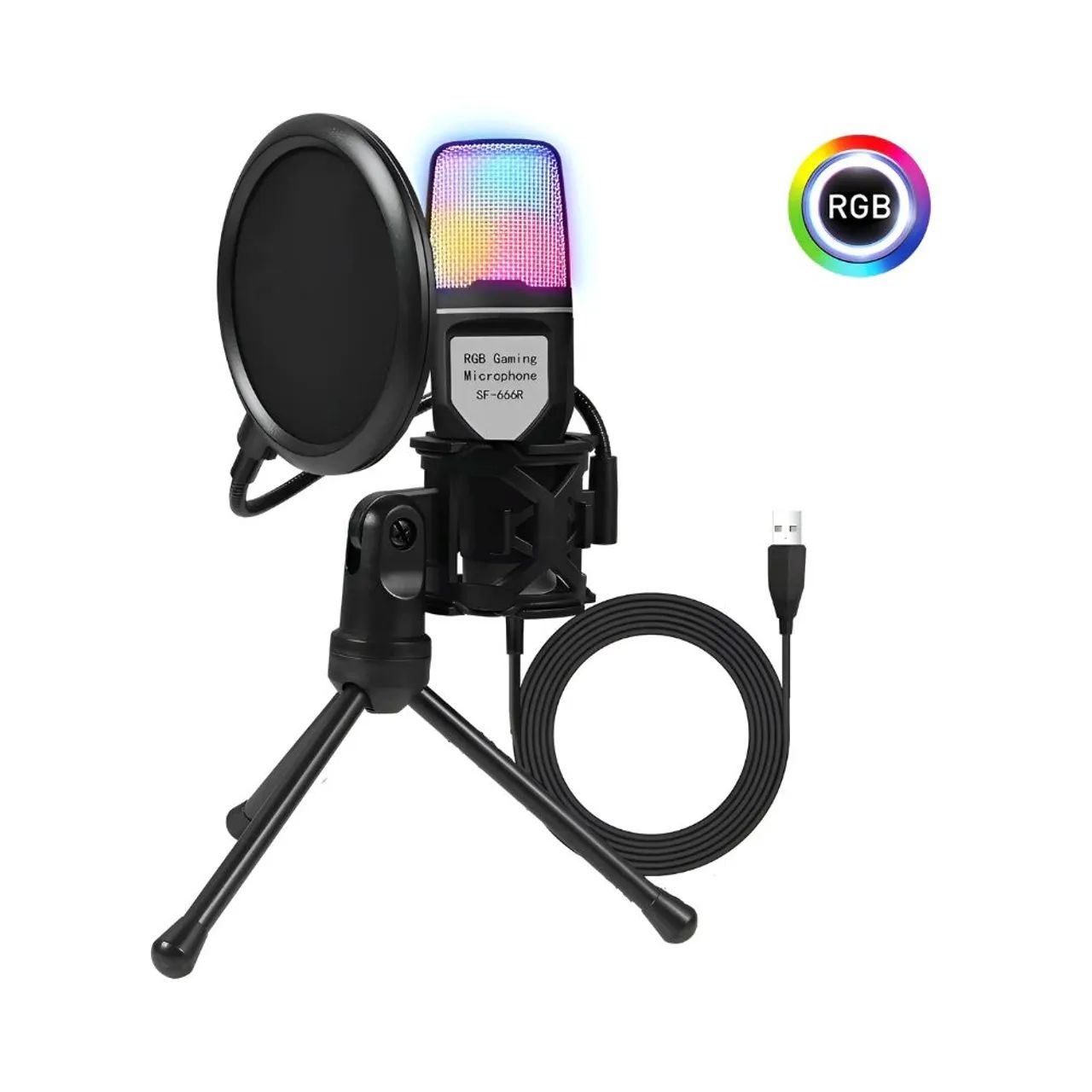 Microfone Condensador USB RGB Tomate MT-021 - Foto 3