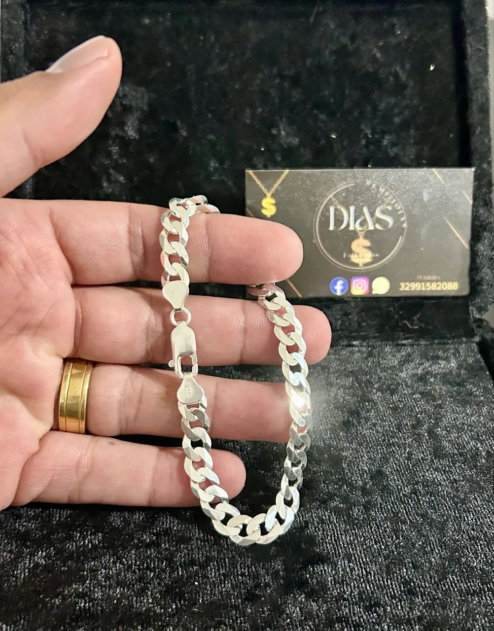 Pulseira masculina em prata legítima - Foto 3
