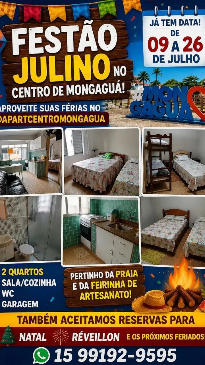 Apartamento no centro de Mongaguá para temporada