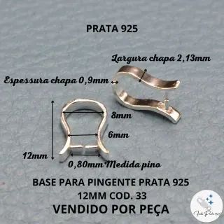 Base Pingente Prata 925 com Argola para Pedra- VENDA ATACADO - Foto 5