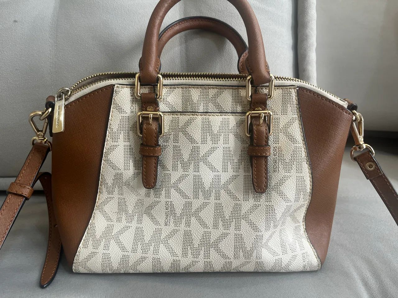 Bolsa Michael Kors Original Signature Vanilla e Marrom - Foto 4