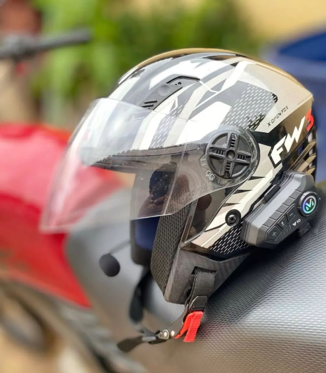 Fone Bluetooth para Capacete Moto V10 ANJ.GG com LED RGB - Foto 3