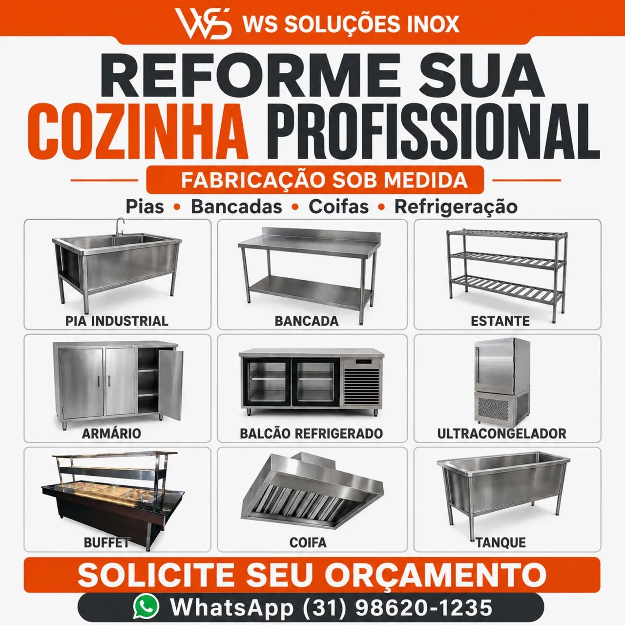 Coifas inox, pia inox e bancadas tudo sob medida 