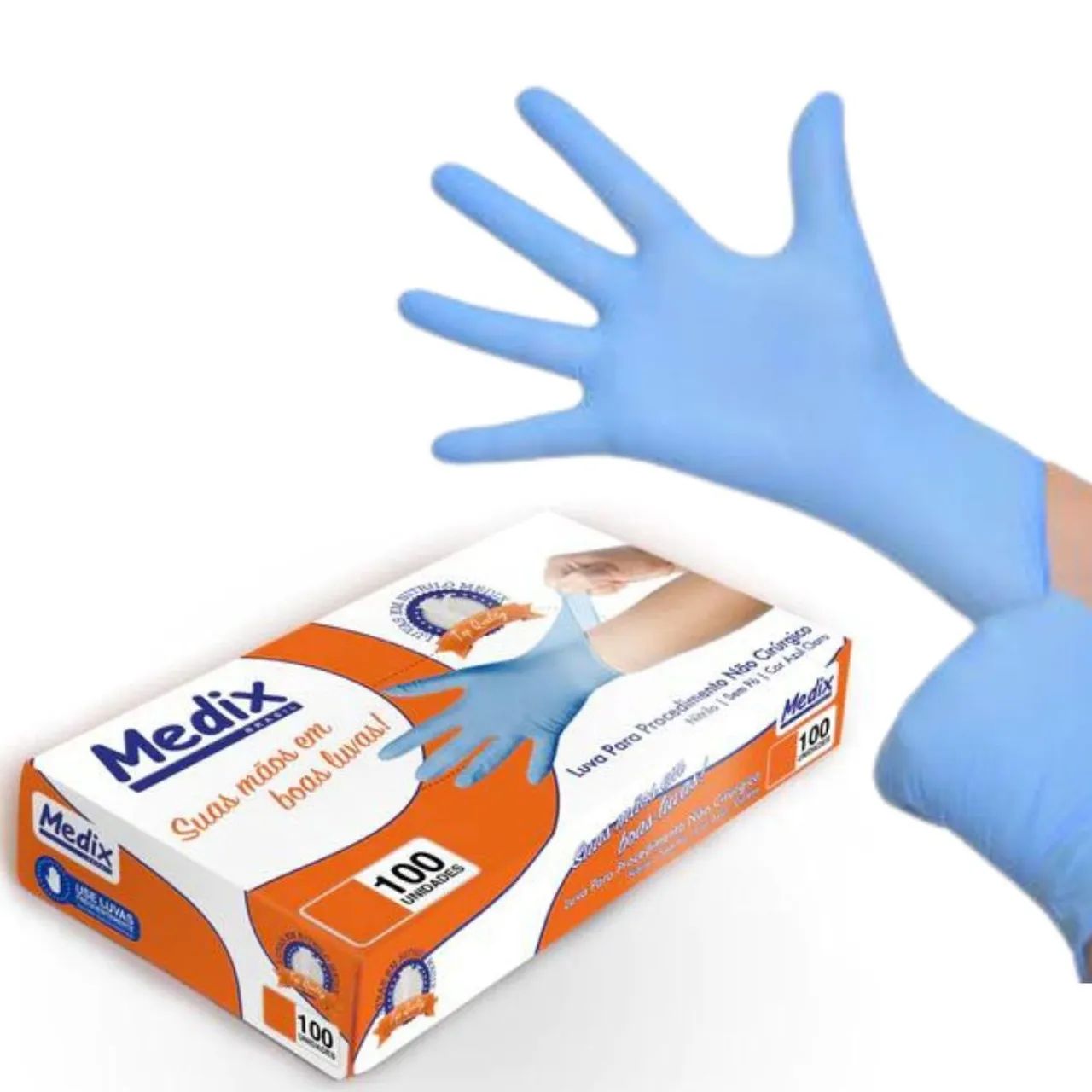 Luva Nitrílica Azul Medix