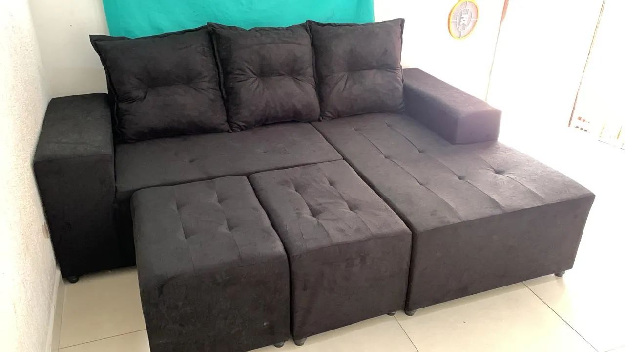 Sofá de canto com chaise novo 799.99 entrego grátis  - Foto 5