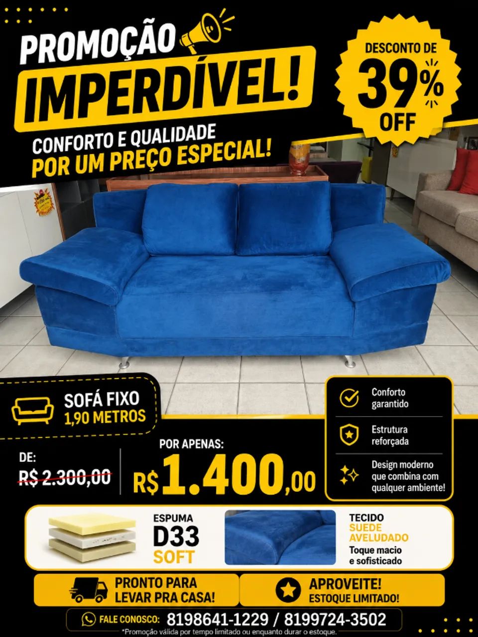 Sofás com preços exclusivos *Peças a pronta entrega* - Foto 2
