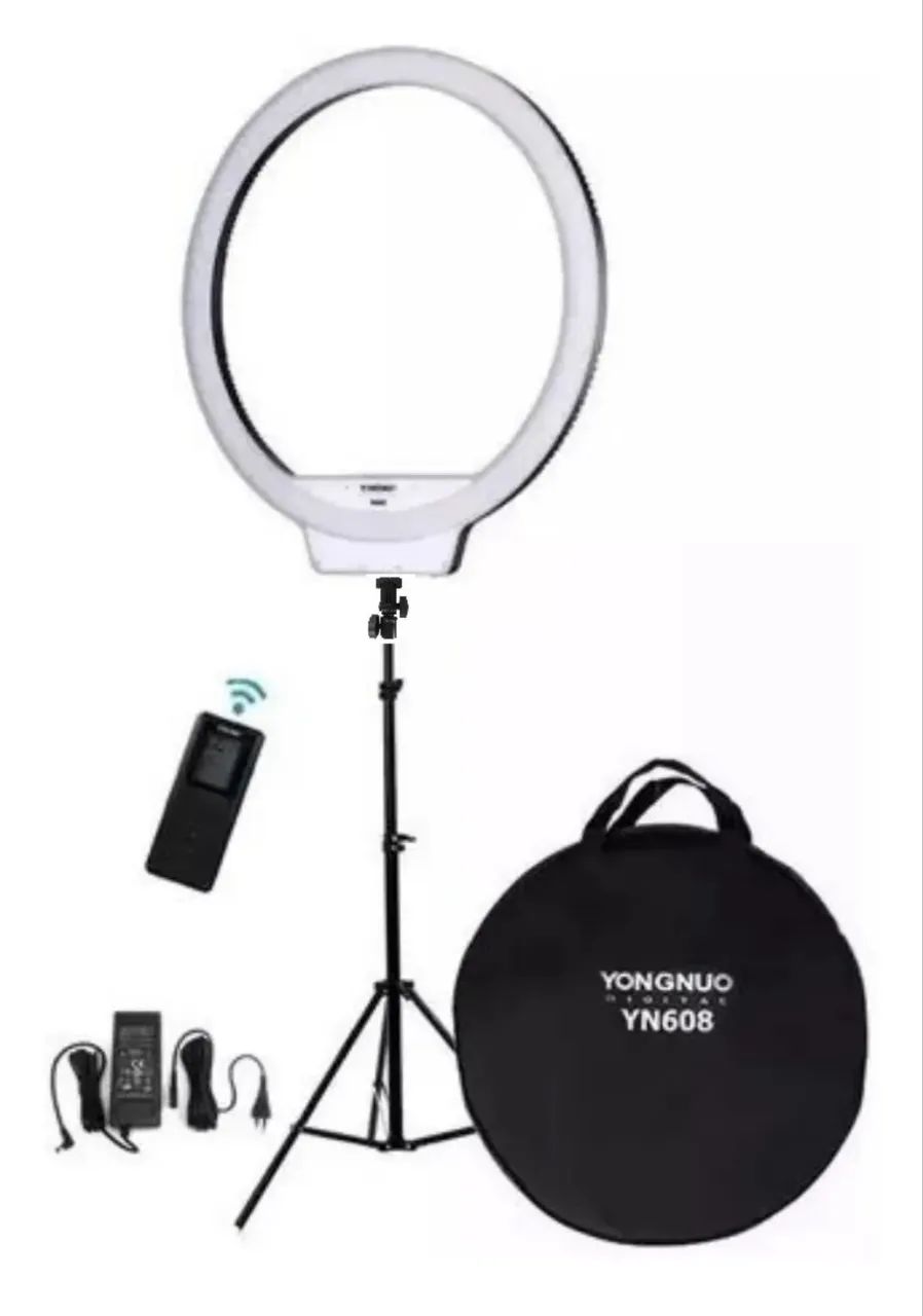 Led Ring Light Yongnuo Yn608 Origiral + Fonte + Tripé 2m