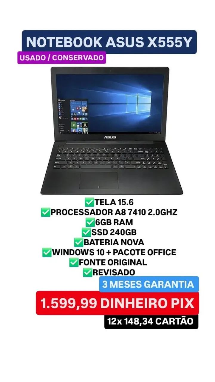 Notebook Asus com garantia loja