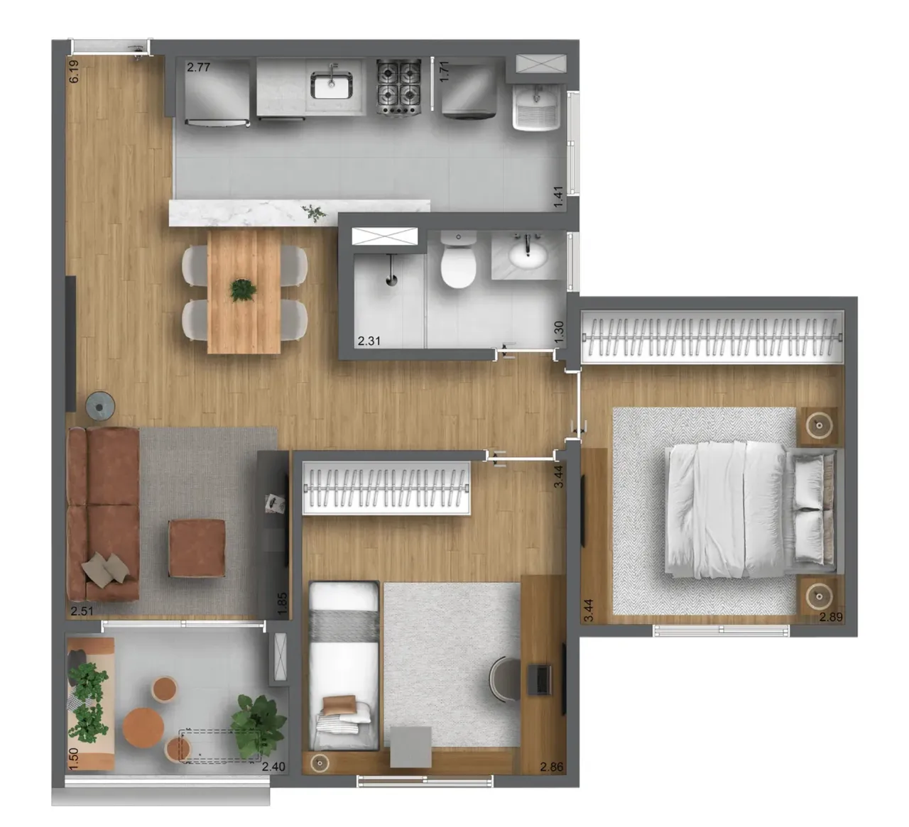PLANTA 57m²