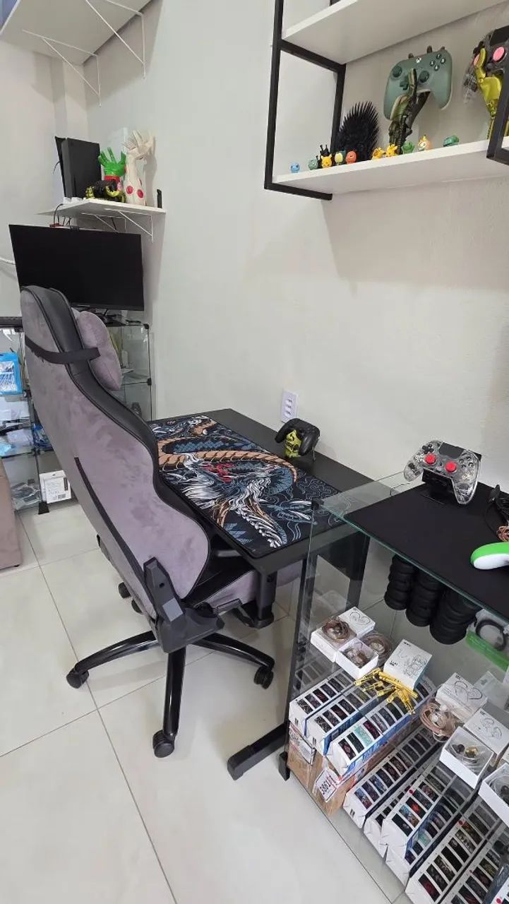 Mesa para Escritório de MDF Preta, 97cm x 55cm - Escrivaninha Mesinha Pc Gamer Notebook - Foto 5